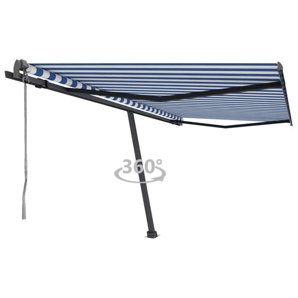 Toldo automático independente 400x350 cm azul e branco