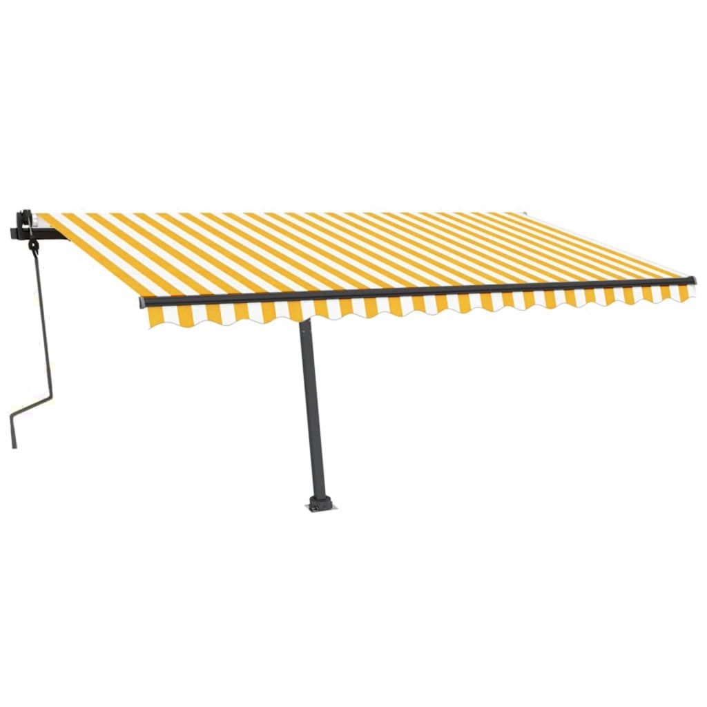 Toldo retrátil manual com LED 450x350 cm amarelo e branco - Image 3