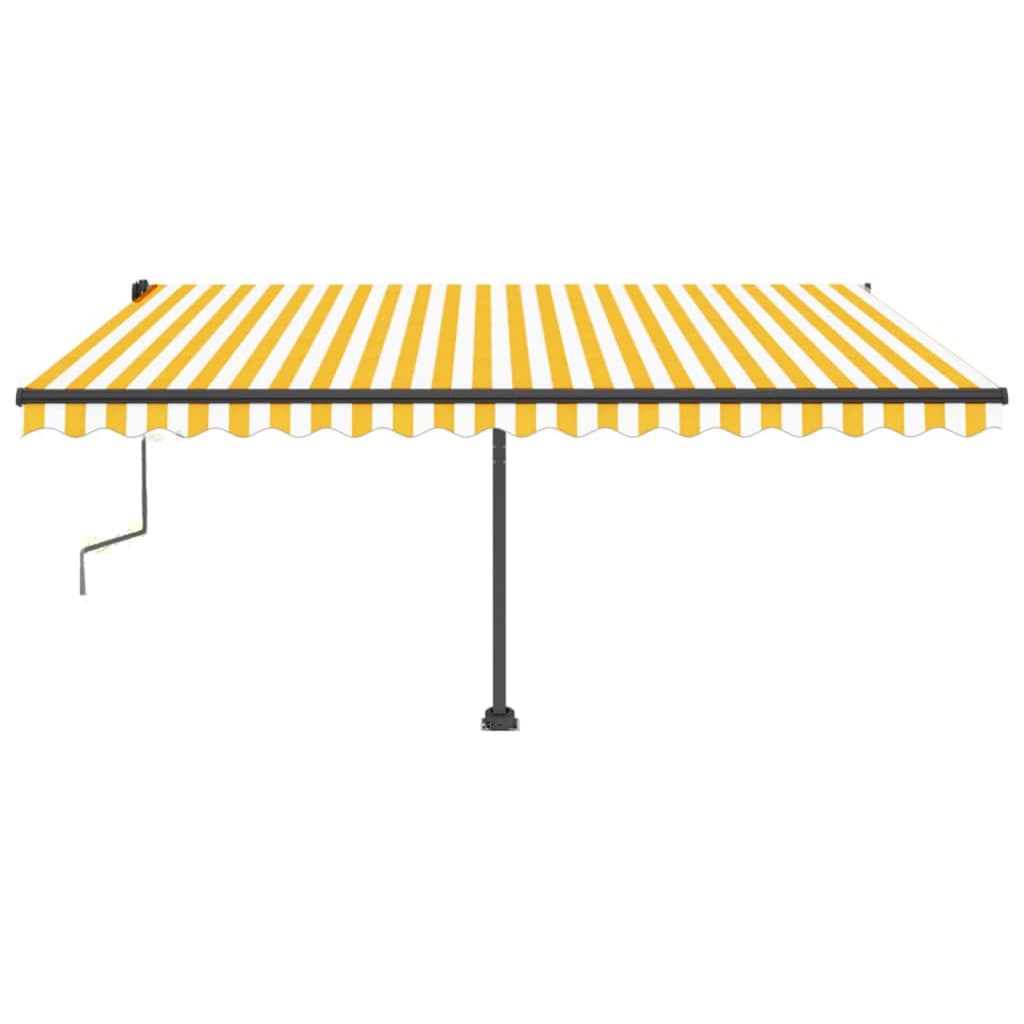 Toldo retrátil manual com LED 450x350 cm amarelo e branco - Image 4