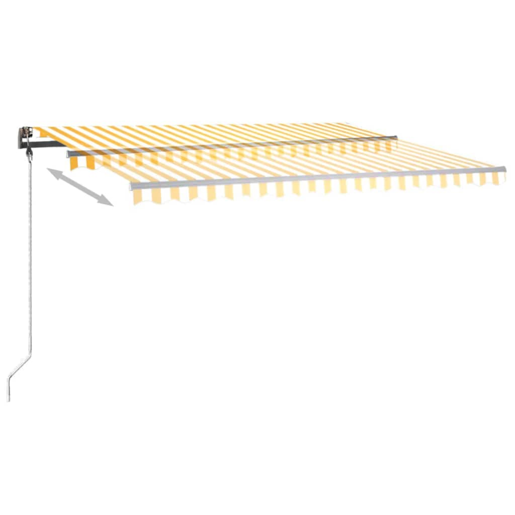 Toldo retrátil manual com LED 450x350 cm amarelo e branco - Image 6