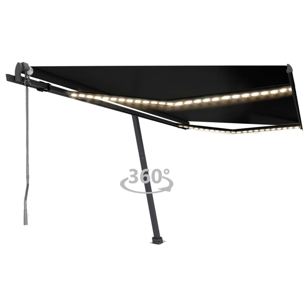 Toldo automático com LED e sensor de vento 450x350 cm antracite