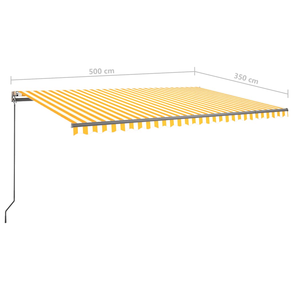 Toldo retrátil manual com LED 500x350 cm amarelo e branco - Image 12