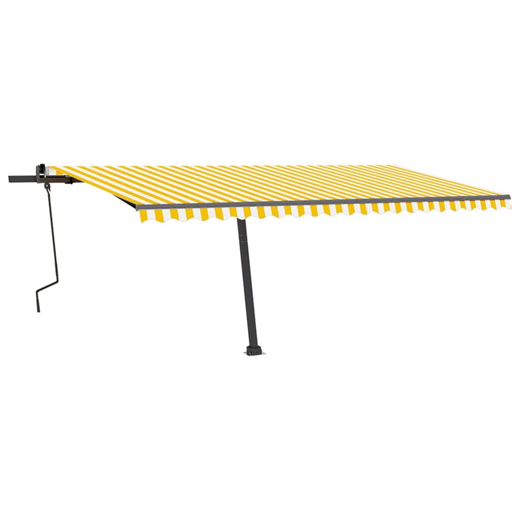 Toldo retrátil manual com LED 500x350 cm amarelo e branco - Image 3