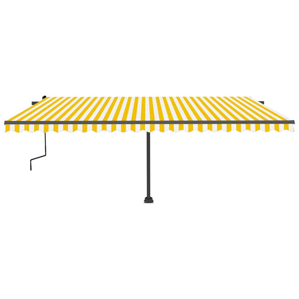 Toldo retrátil manual com LED 500x350 cm amarelo e branco - Image 4