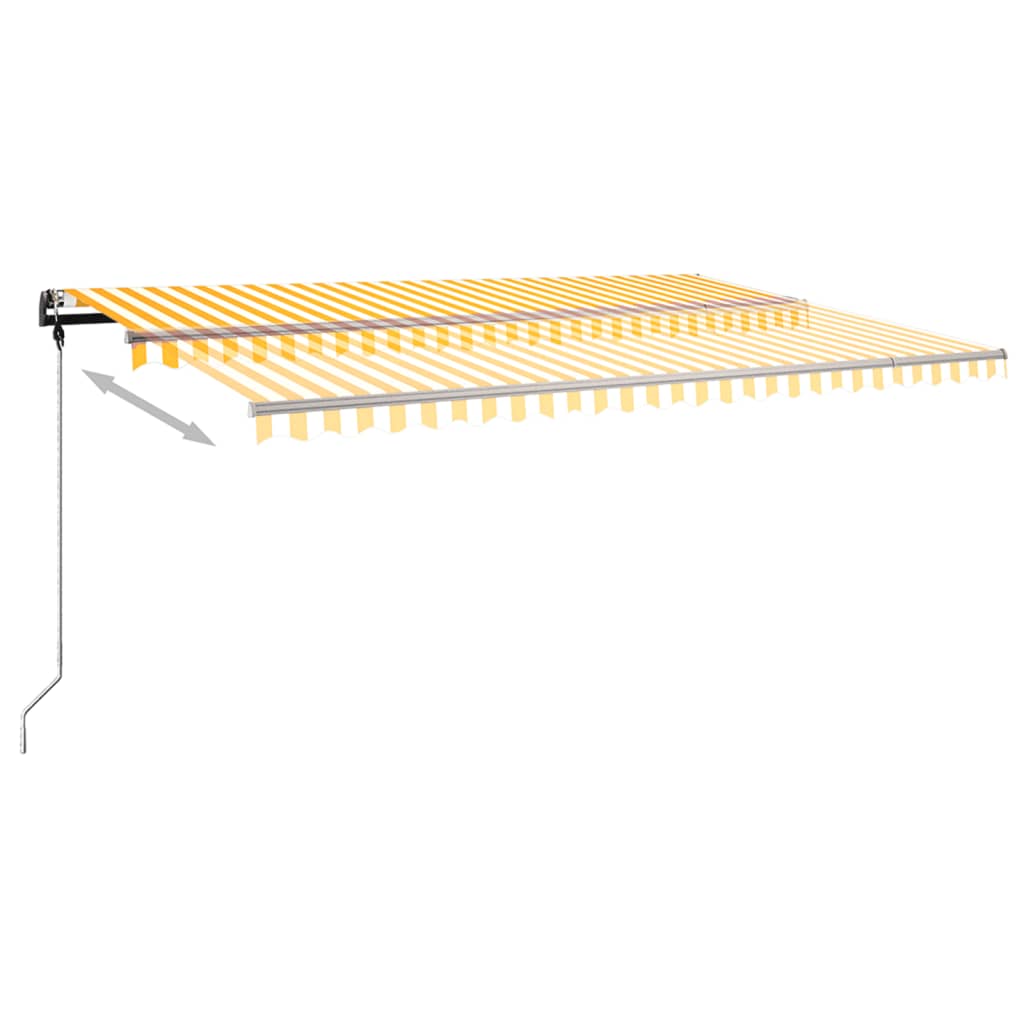 Toldo retrátil manual com LED 500x350 cm amarelo e branco - Image 6