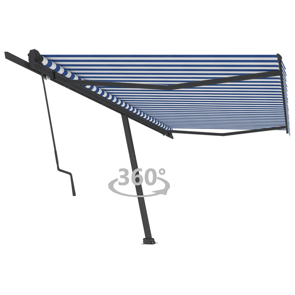 Toldo automático independente 500x350 cm azul e branco