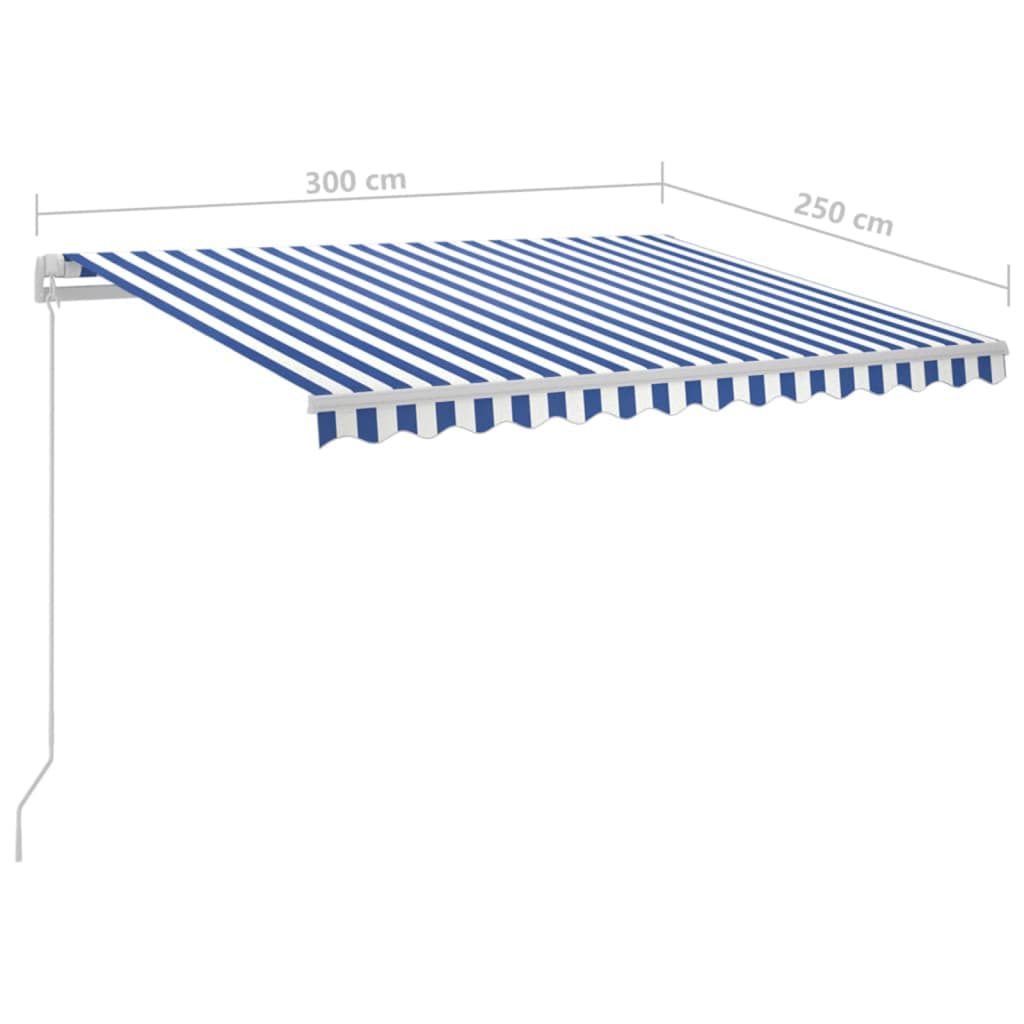 Toldo automático LED e sensor de vento 3x2,5 m azul e branco - Image 11