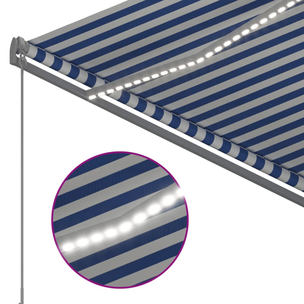 Toldo automático LED e sensor de vento 3x2,5 m azul e branco - Image 4