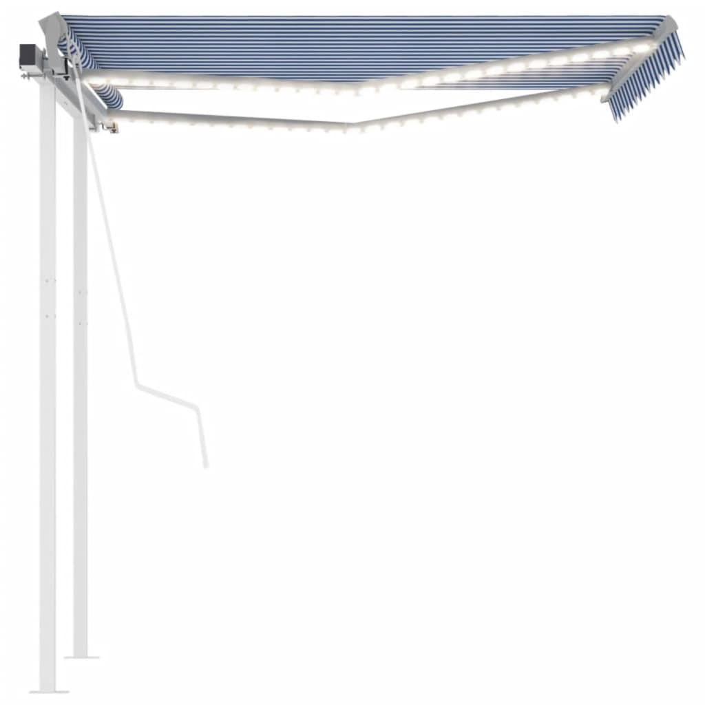 Toldo automático LED e sensor de vento 3,5x2,5 m azul e branco - Image 2