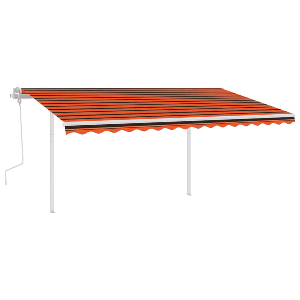 Toldo retrátil manual com luzes LED 4x3 m laranja e castanho - Image 2