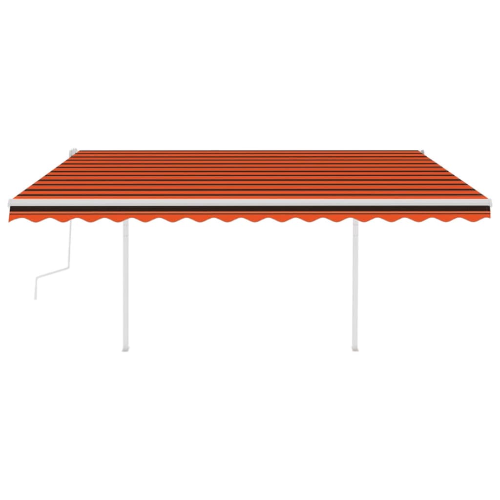 Toldo retrátil manual com luzes LED 4x3 m laranja e castanho - Image 3