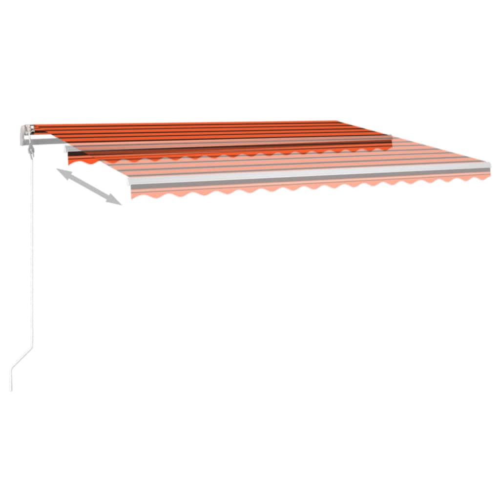 Toldo retrátil manual com luzes LED 4x3 m laranja e castanho - Image 5