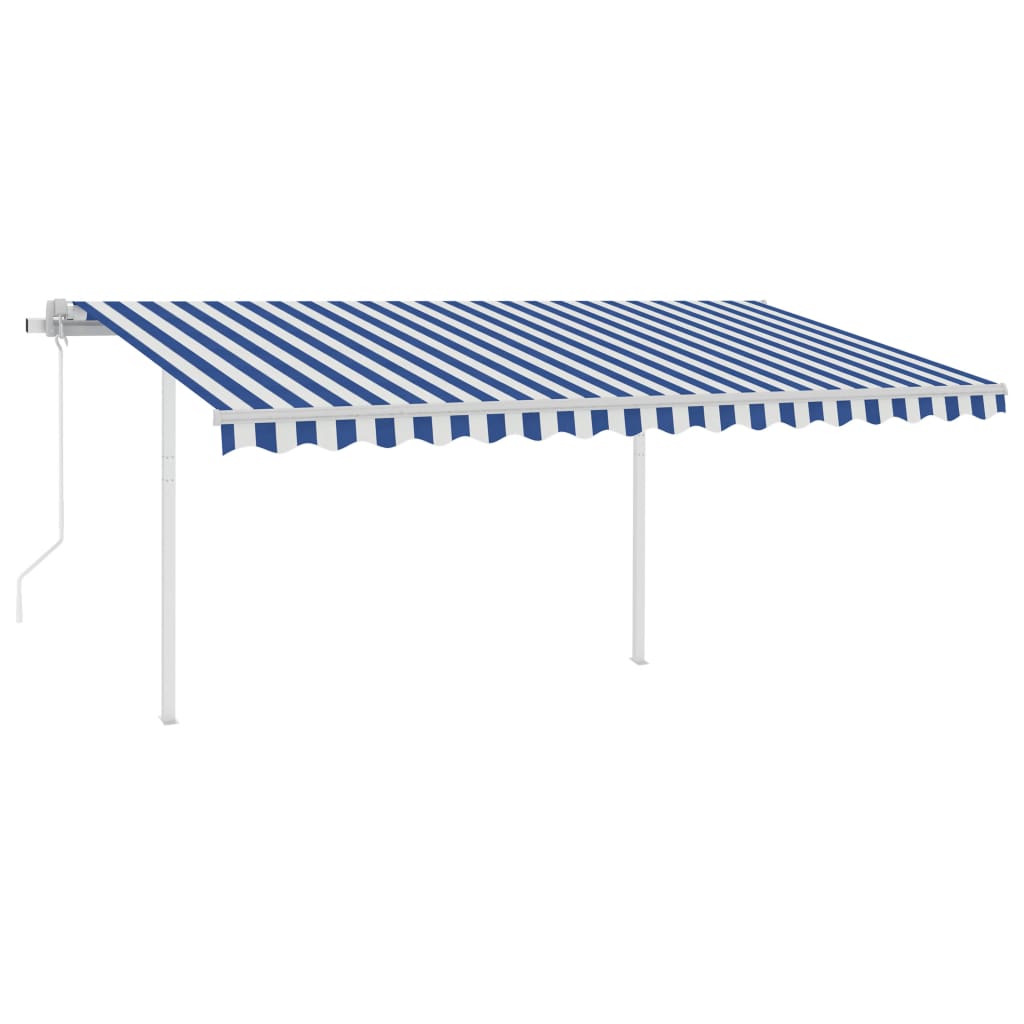 Toldo automático c/ LED e sensor de vento 4x3 m azul e branco - Image 2