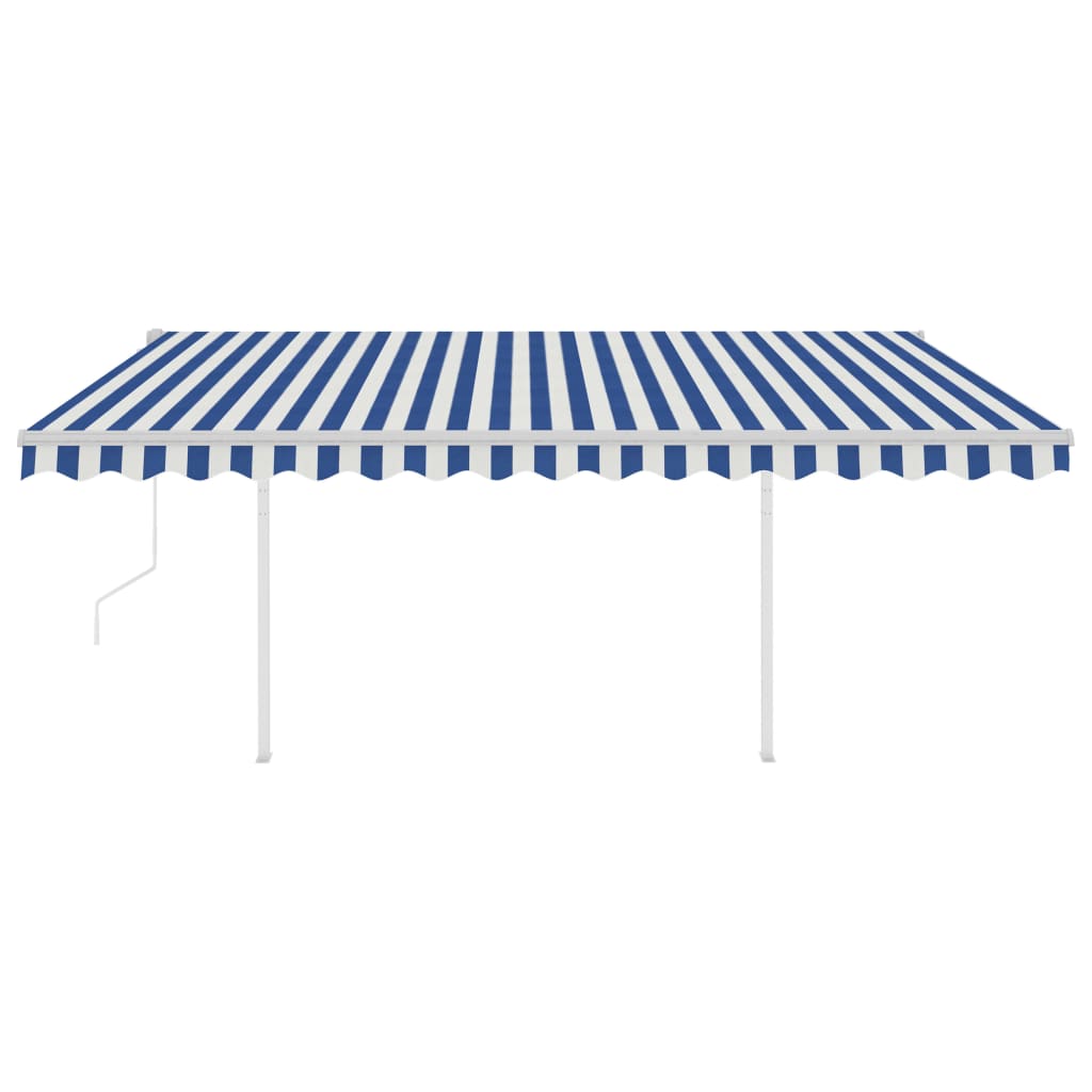 Toldo automático c/ LED e sensor de vento 4x3 m azul e branco - Image 3