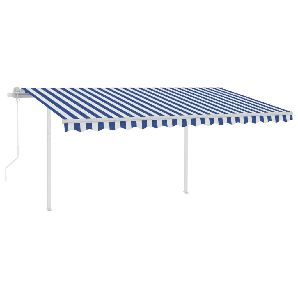 Toldo autom. LED e sensor de vento 4,5x3 m azul e branco - Image 2
