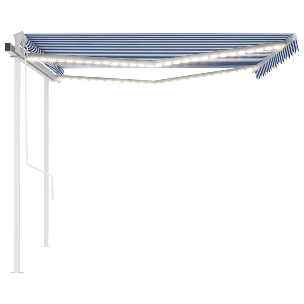 Toldo autom. LED e sensor de vento 4,5x3 m azul e branco - Image 5