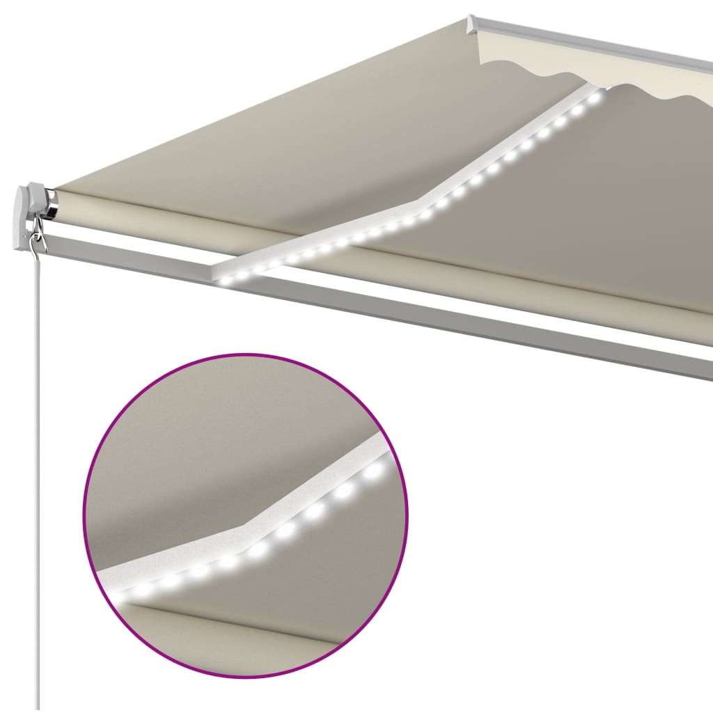 Toldo automático c/ LED e sensor de vento 4,5x3 m cor creme - Image 6