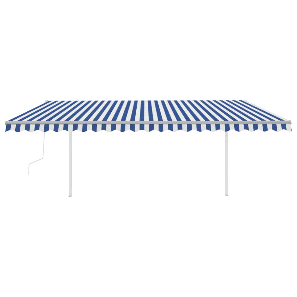Toldo autom. LED e sensor de vento 5x3 m azul e branco - Image 3