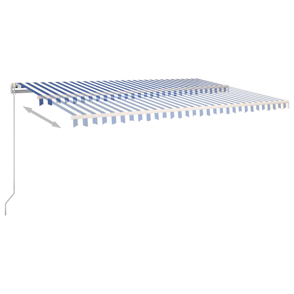 Toldo autom. LED e sensor de vento 5x3 m azul e branco - Image 5