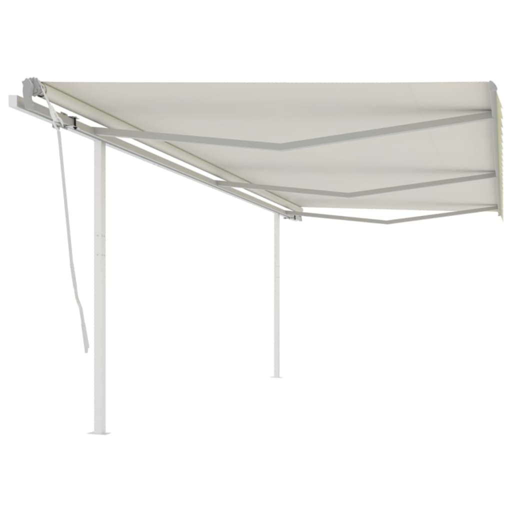 Toldo retrátil manual com postes 6x3 m cor creme