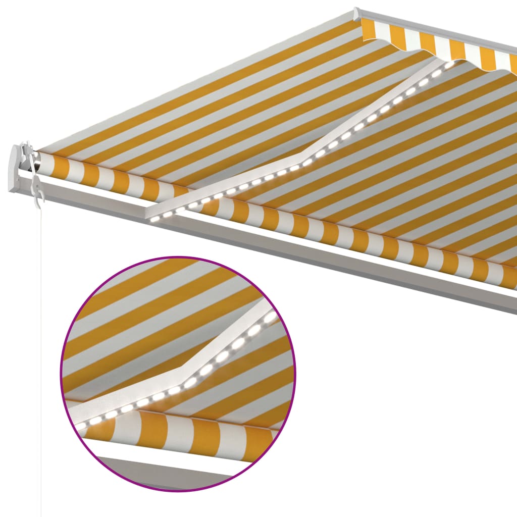 Toldo retrátil manual com LED 6x3 m amarelo e branco - Image 6