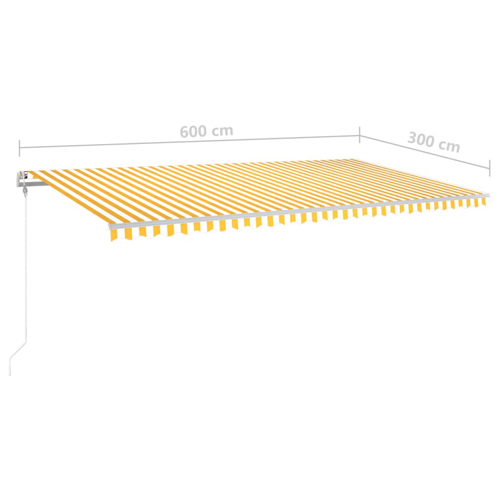Toldo retrátil manual com LED 6x3 m amarelo e branco - Image 10