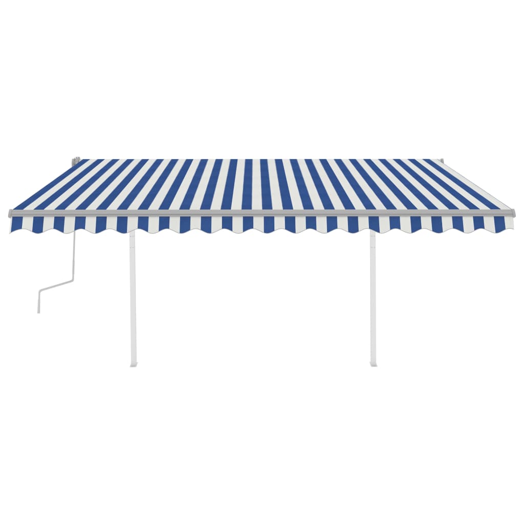 Toldo retrátil manual com luzes LED 4,5x3,5 m azul e branco - Image 3