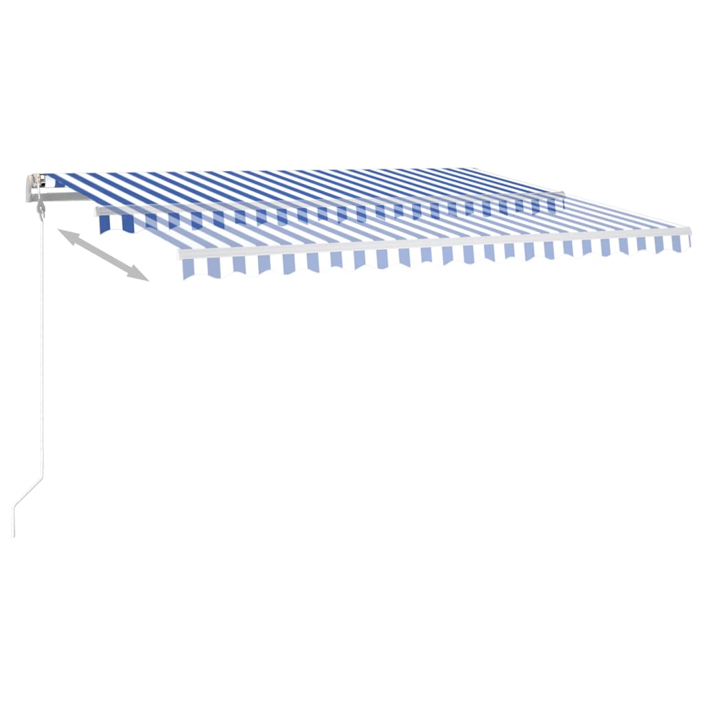 Toldo retrátil manual com luzes LED 4,5x3,5 m azul e branco - Image 5
