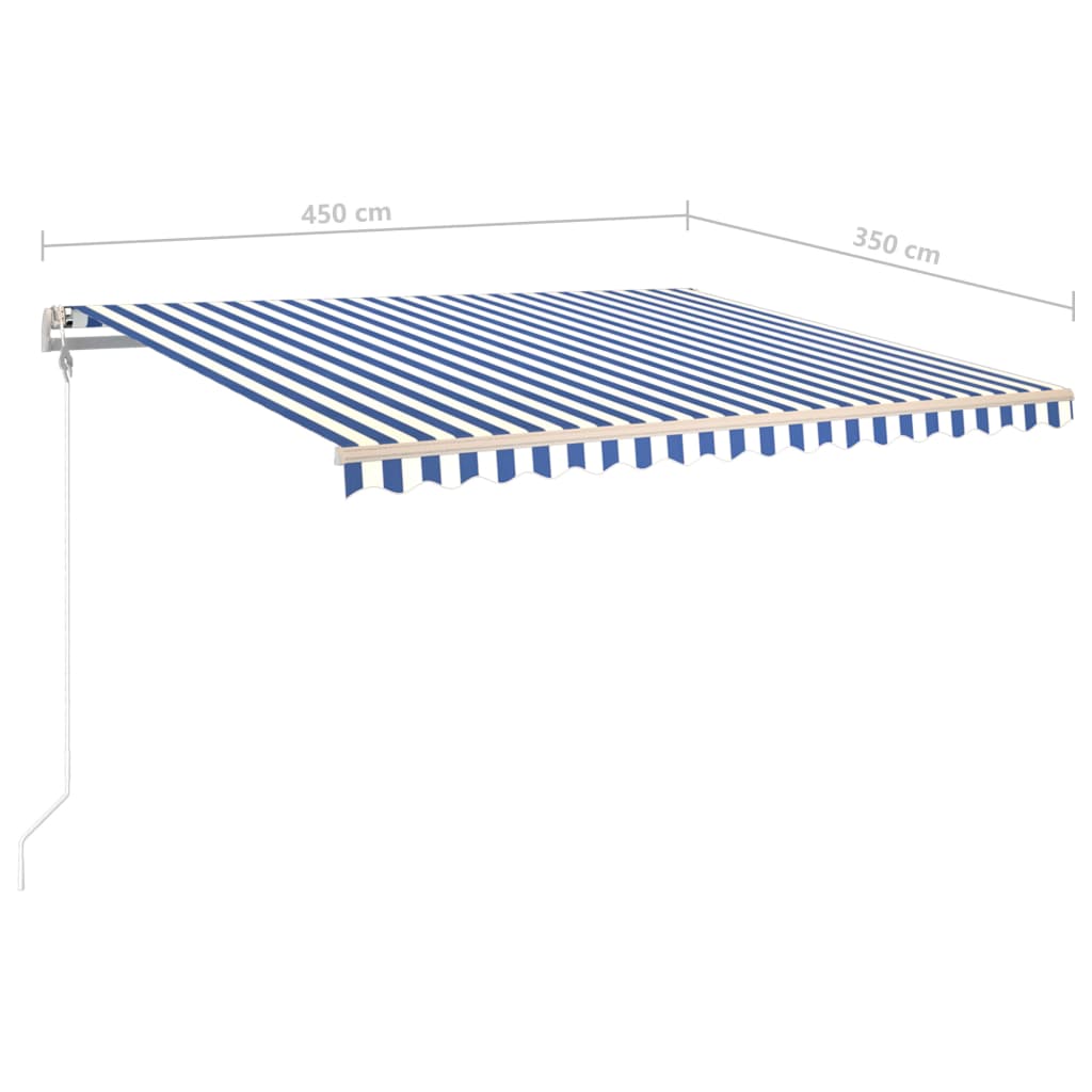 Toldo retrátil manual com luzes LED 4,5x3,5 m azul e branco - Image 10