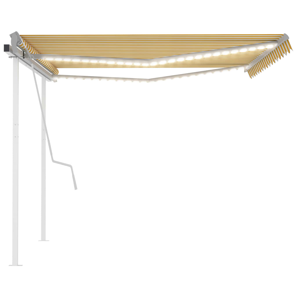 Toldo retrátil manual com luzes LED 4,5x3,5 m amarelo e branco - Image 4