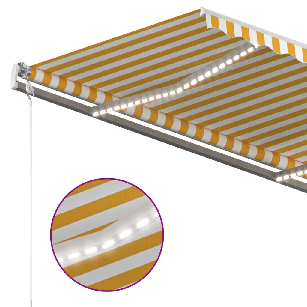 Toldo retrátil manual com luzes LED 4,5x3,5 m amarelo e branco - Image 6
