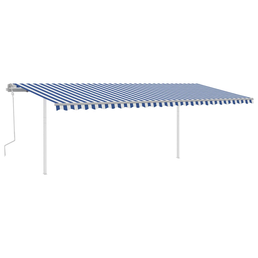 Toldo retrátil manual com LED 6x3,5 m azul e branco - Image 2
