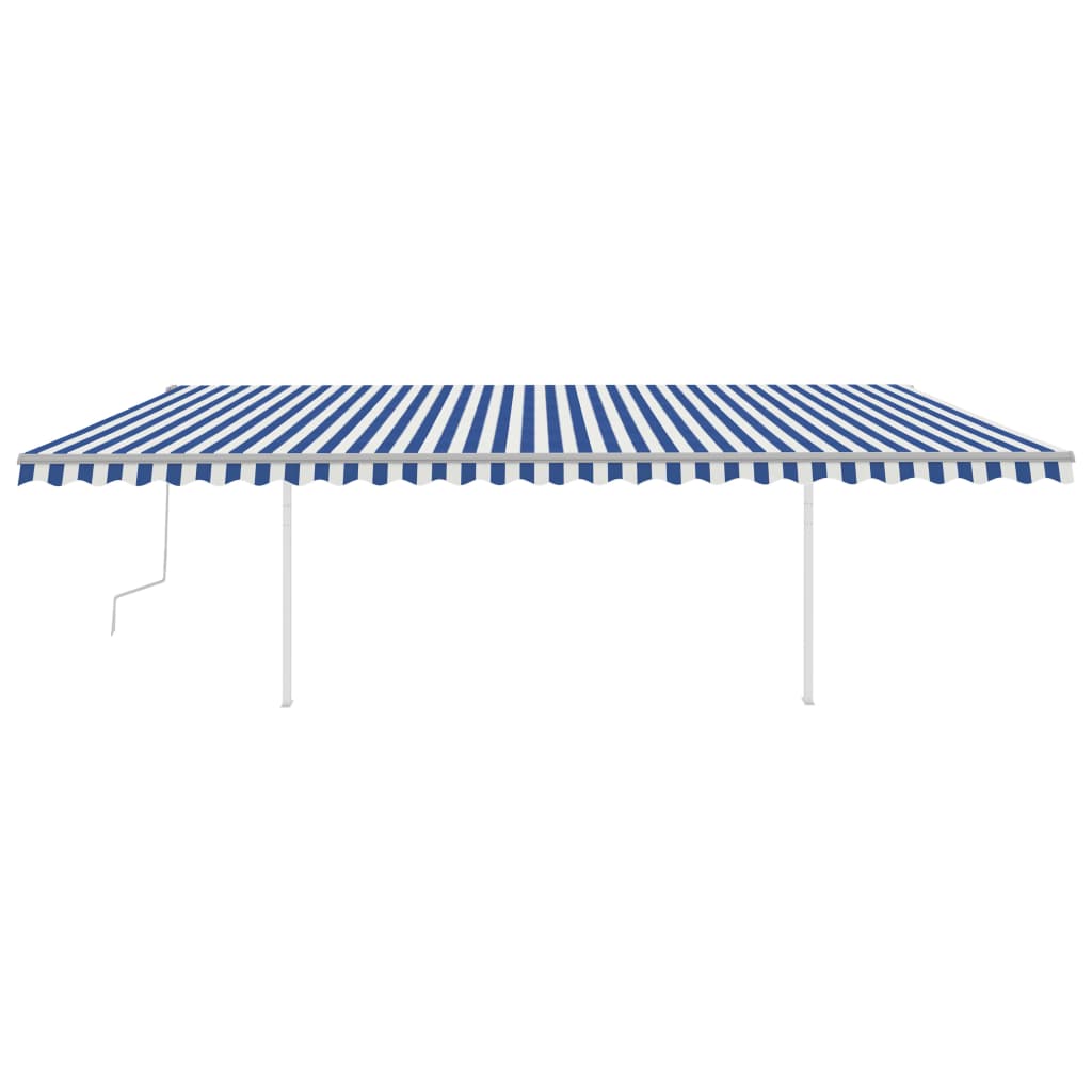 Toldo retrátil manual com LED 6x3,5 m azul e branco - Image 3