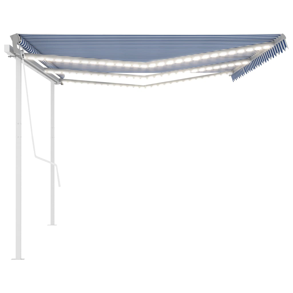 Toldo retrátil manual com LED 6x3,5 m azul e branco - Image 4