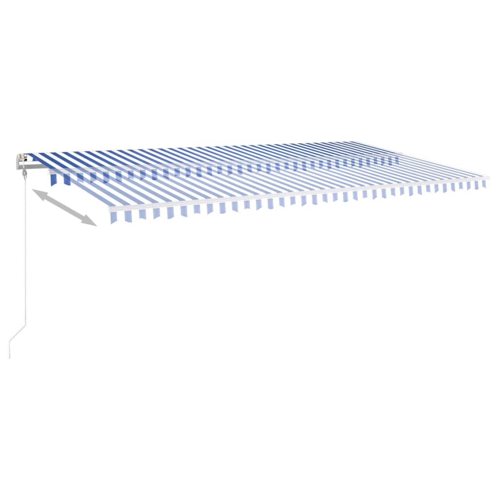 Toldo retrátil manual com LED 6x3,5 m azul e branco - Image 5