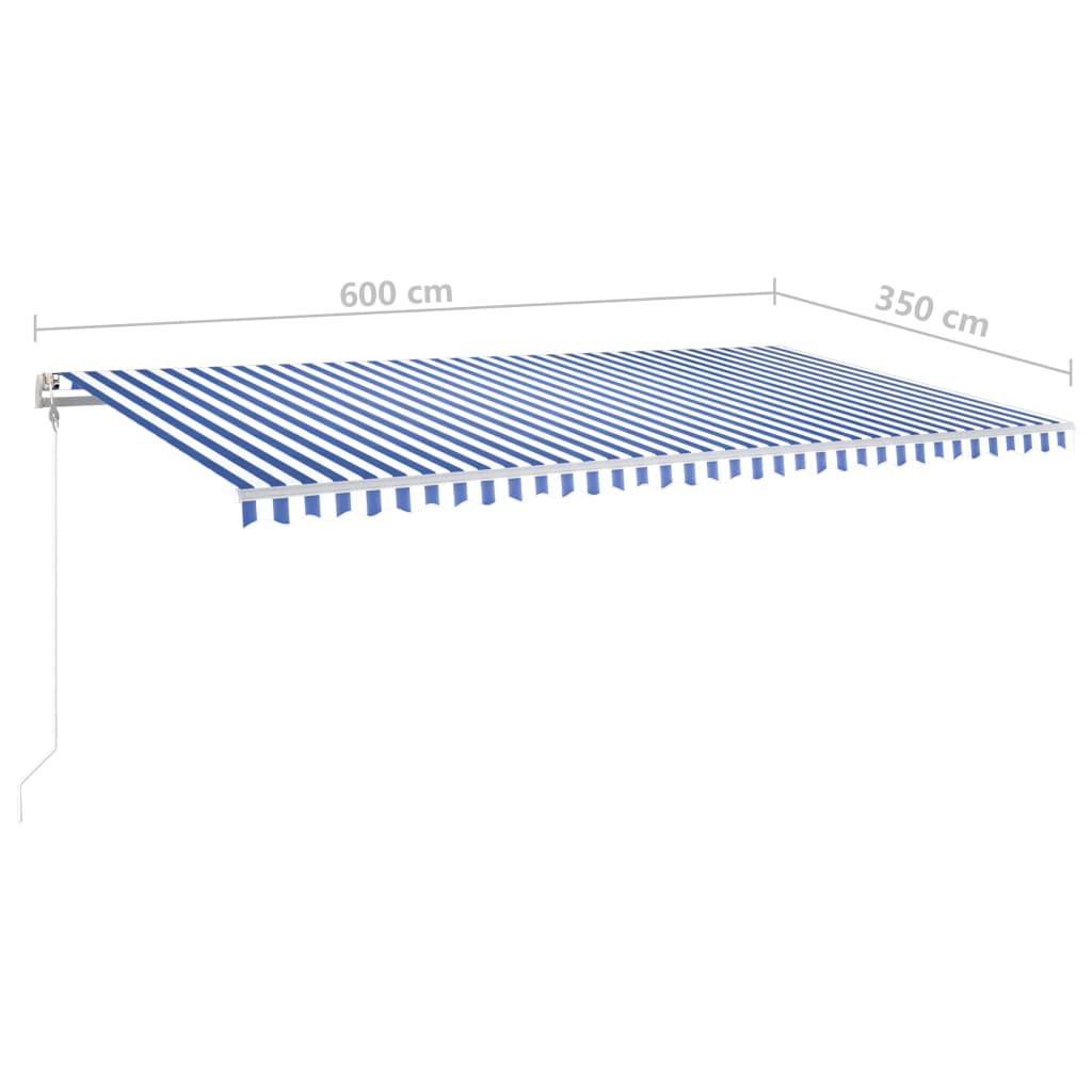 Toldo retrátil manual com LED 6x3,5 m azul e branco - Image 10