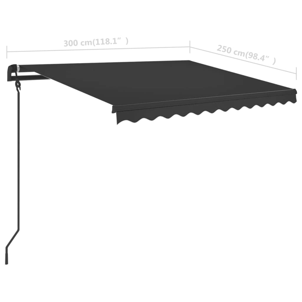Toldo retrátil manual com LED 3x2,5 m antracite - Image 10