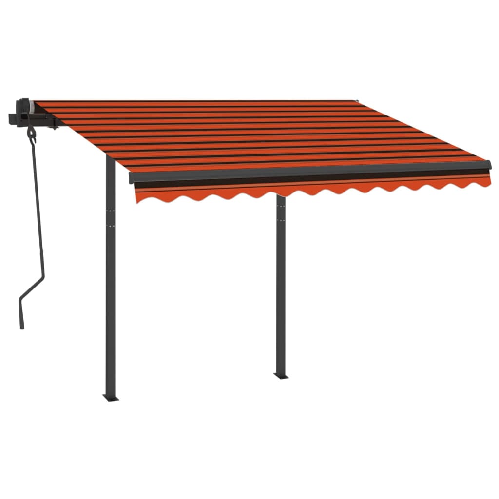 Toldo retrátil manual com LED 3x2,5 m laranja e castanho - Image 2