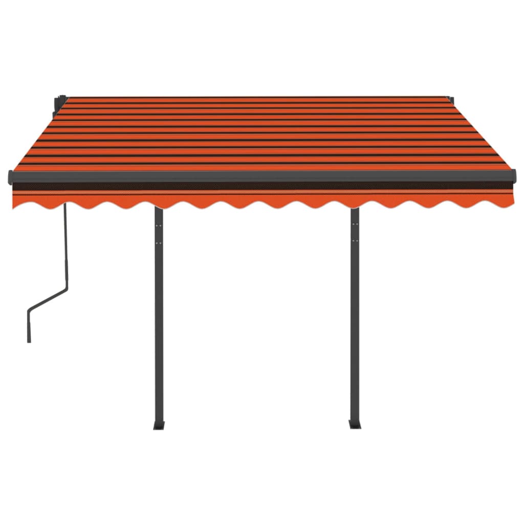 Toldo retrátil manual com LED 3x2,5 m laranja e castanho - Image 4