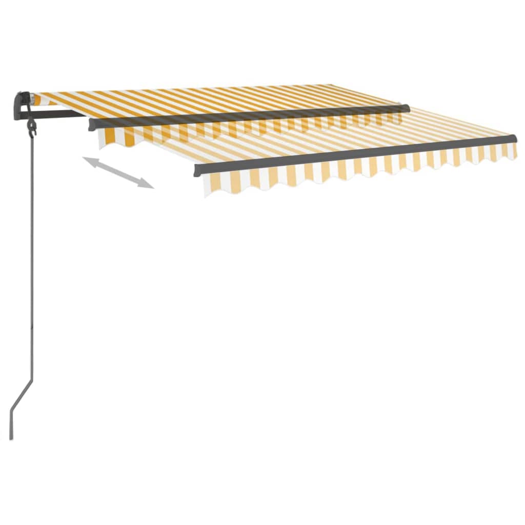 Toldo retrátil automático com postes 3x2,5 m amarelo e branco - Image 3