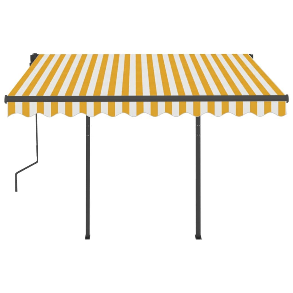 Toldo retrátil automático com postes 3x2,5 m amarelo e branco - Image 4