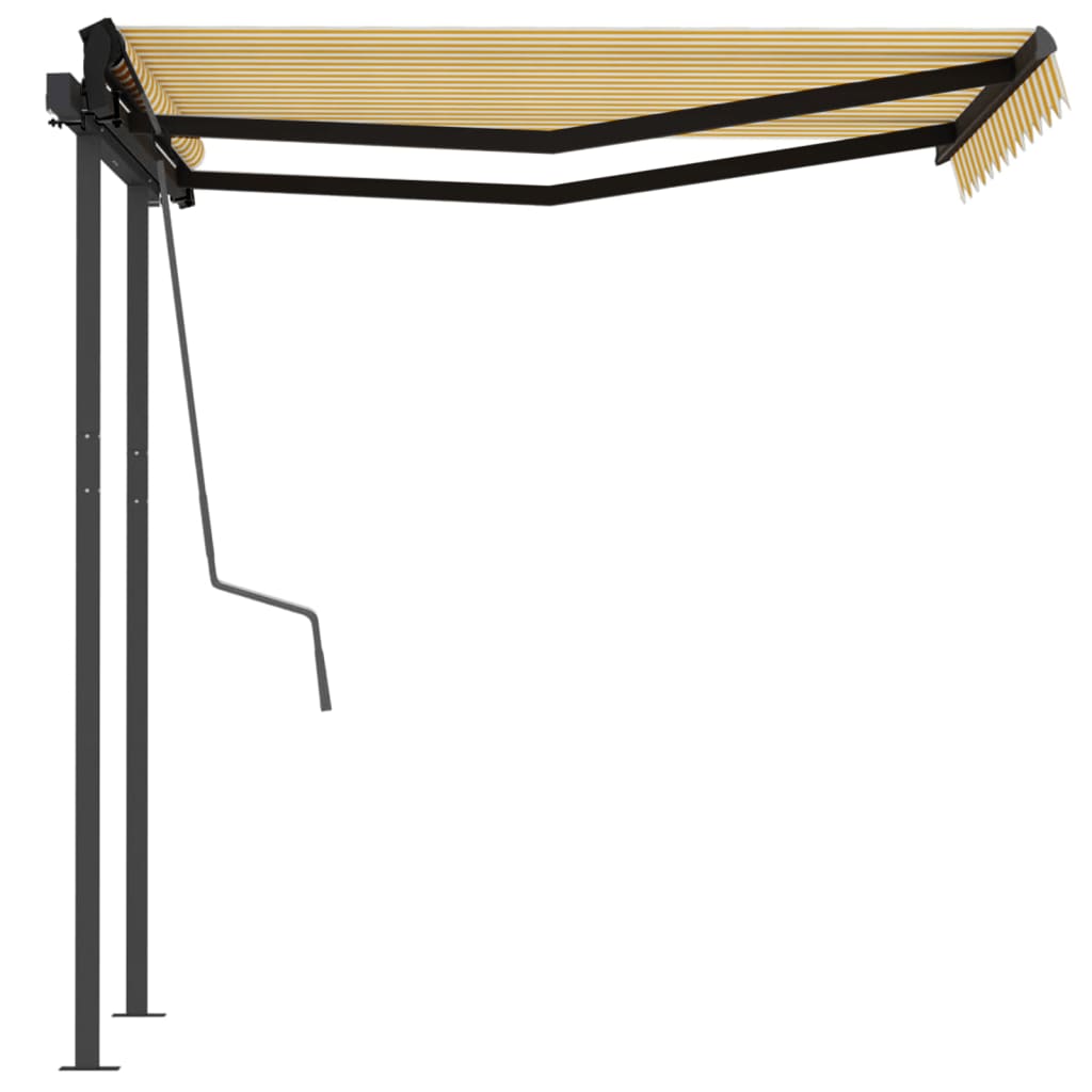 Toldo retrátil automático com postes 3x2,5 m amarelo e branco - Image 5