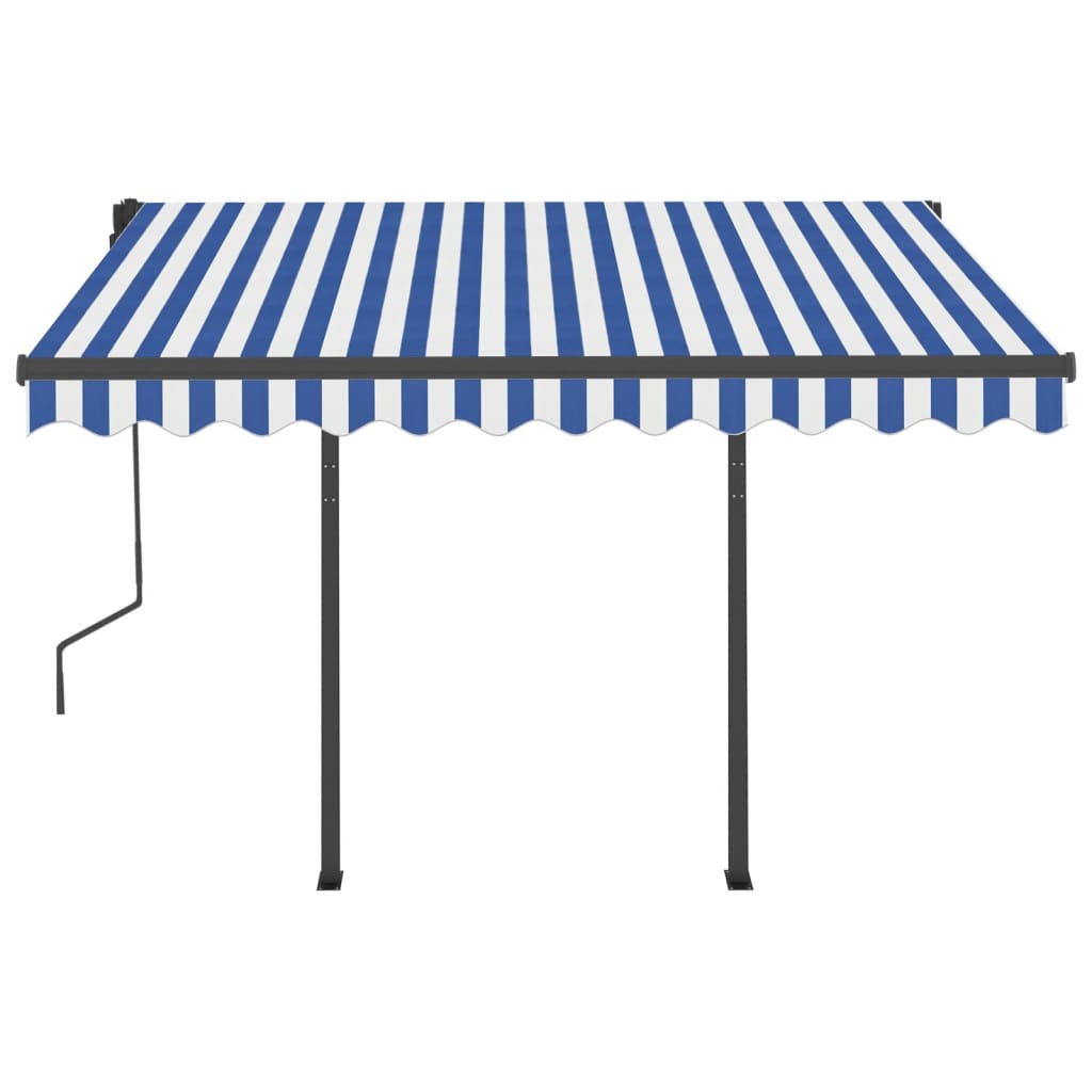 Toldo automático c/ LED e sensor de vento 3x2,5 m azul e branco - Image 4