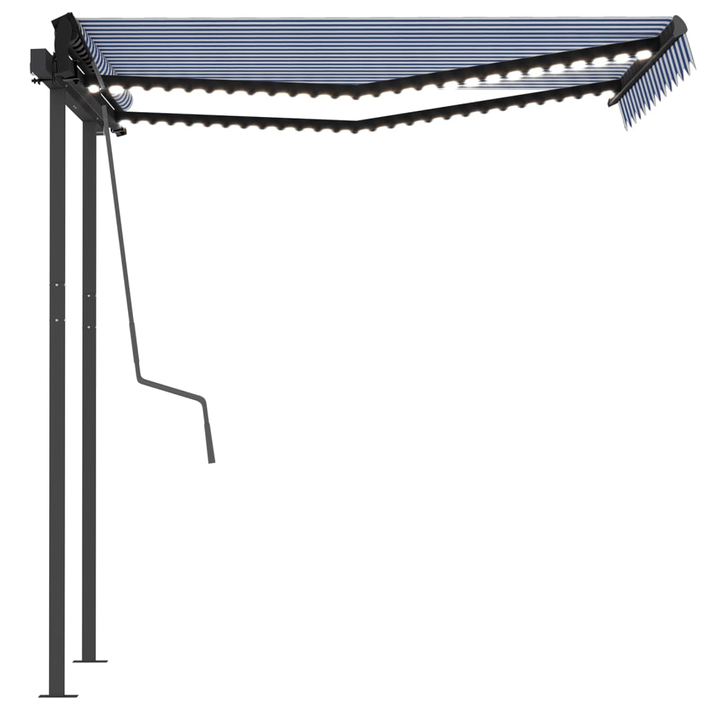 Toldo automático c/ LED e sensor de vento 3x2,5 m azul e branco - Image 5