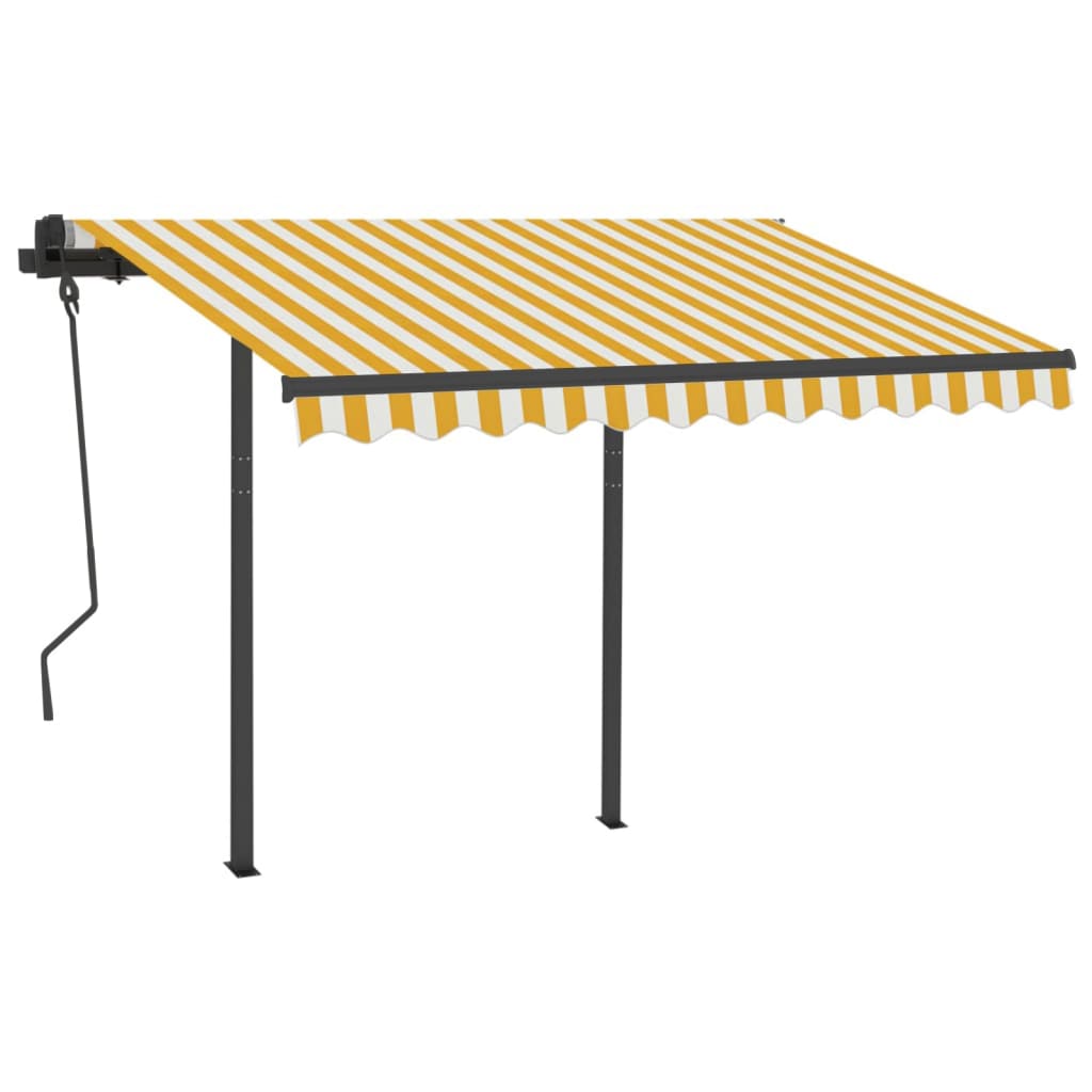 Toldo retrátil manual com LED 3,5x2,5 m amarelo e branco - Image 2