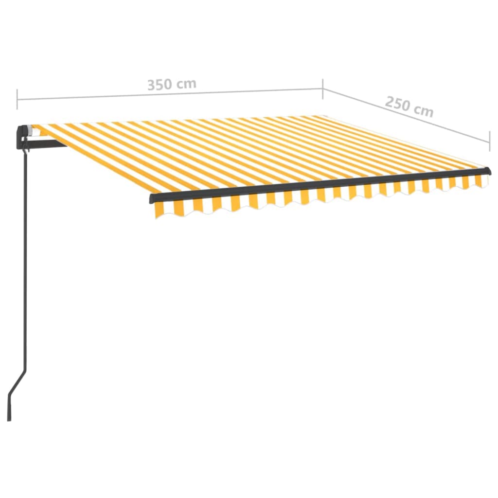 Toldo retrátil manual com LED 3,5x2,5 m amarelo e branco - Image 10