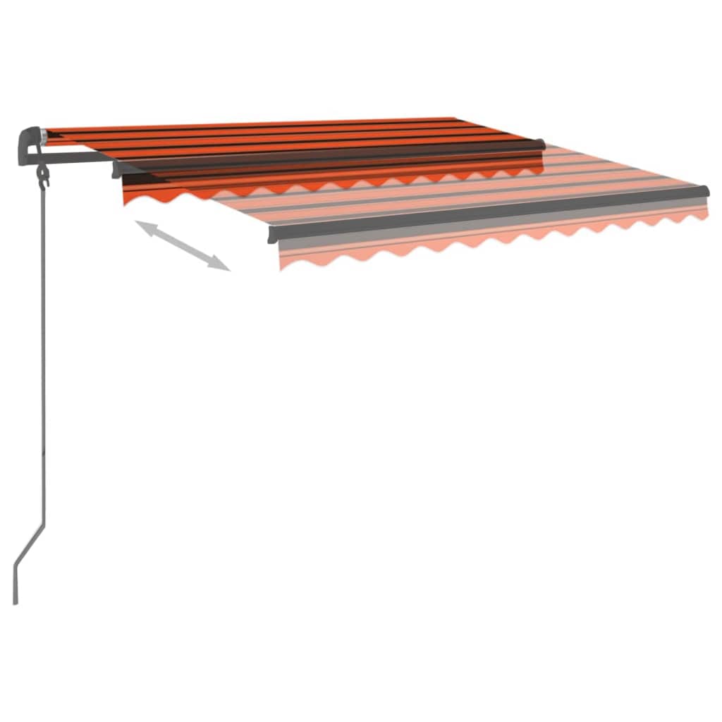 Toldo retrátil manual com LED 3,5x2,5 m laranja e castanho - Image 3