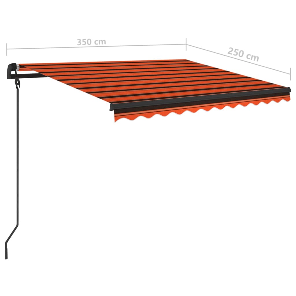 Toldo retrátil manual com LED 3,5x2,5 m laranja e castanho - Image 10