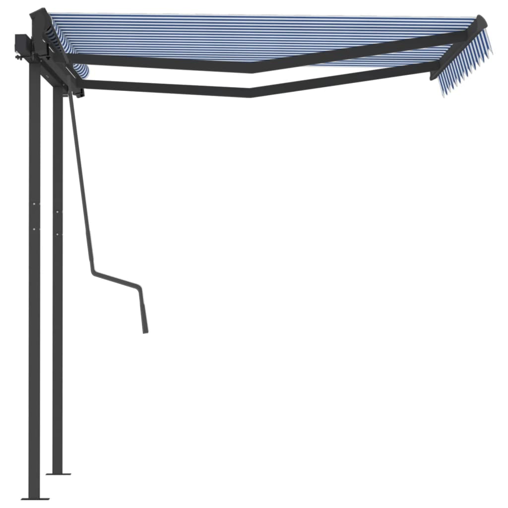 Toldo retrátil automático com postes 3,5x2,5 m azul e branco - Image 5