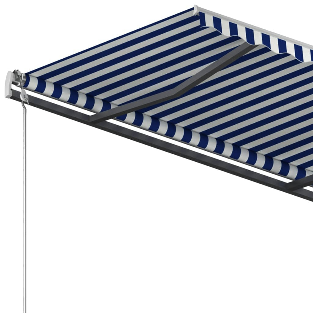 Toldo retrátil automático com postes 3,5x2,5 m azul e branco - Image 6